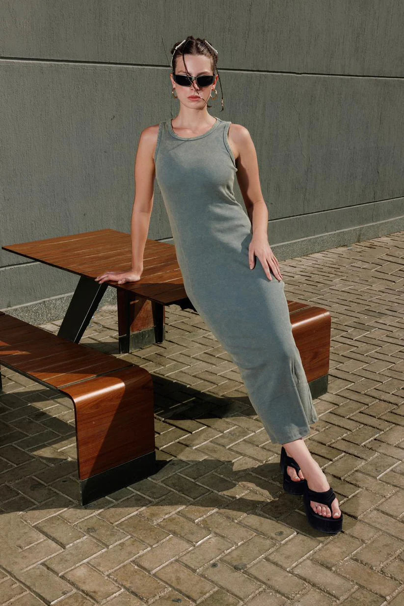 WASHED OLIVE DRESS