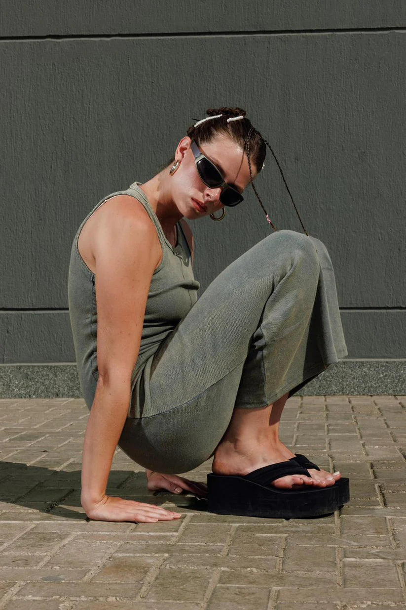 WASHED OLIVE DRESS