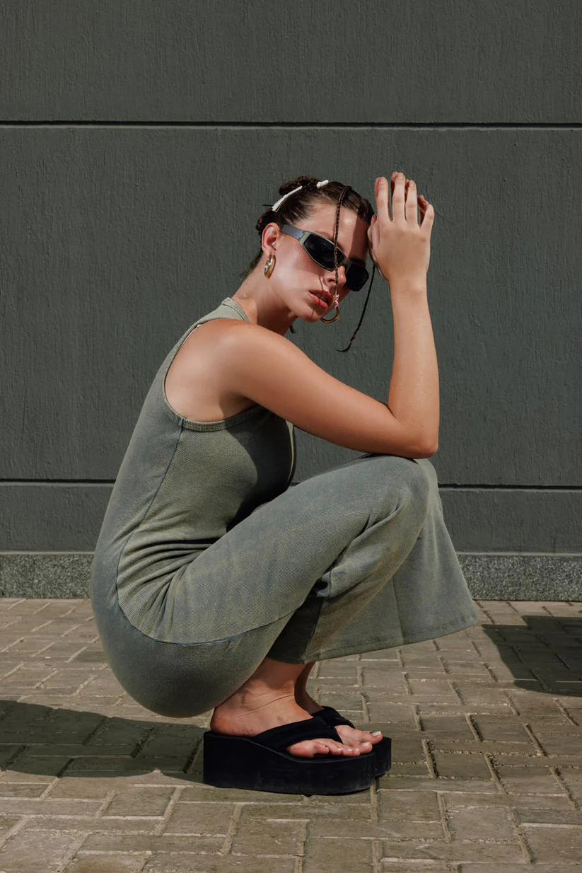 WASHED OLIVE DRESS