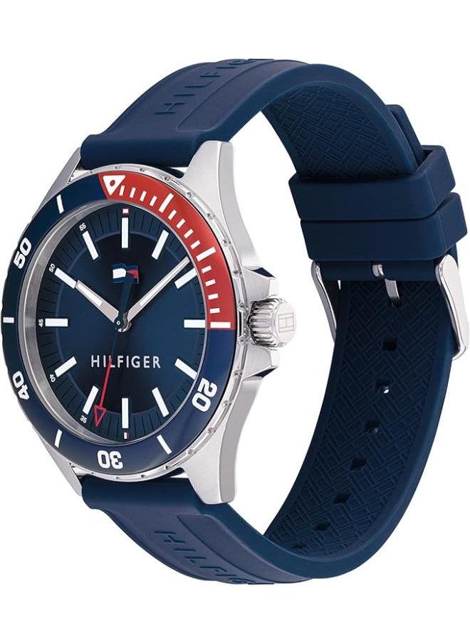 TOMMY HILFIGER Tommy Hilfiger Men's Stainless Steel & Multicolor Aluminum Case and Silicone Strap Watch, Color: Blue (Model: 1792009)