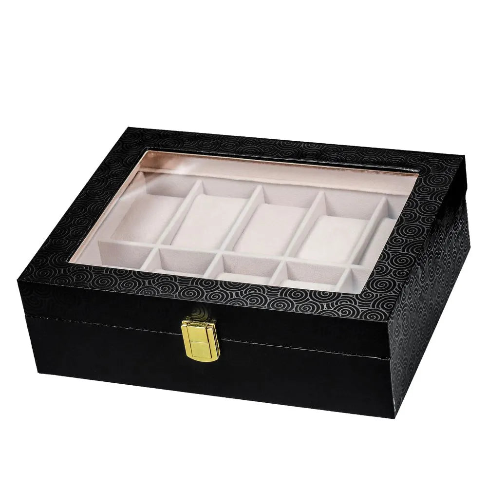 10 SLOT LEATHER WATCH ORGANIZER NEW BLACK