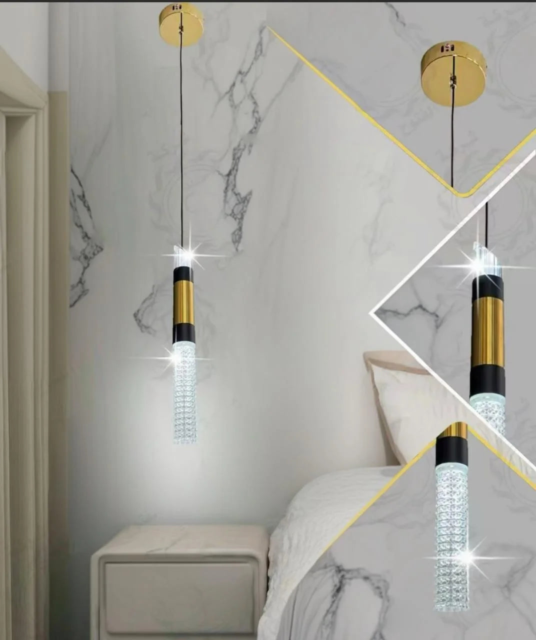 ‎Acrylic LED Pendant Gold * Black (Code:101)‎