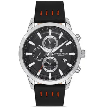 Daniel Klien Casual Watch With Leather Strap For Men Chronograph 44 mm Black - DK.1.13290-1