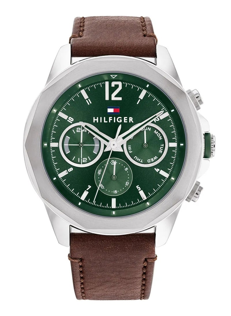 TOMMY HILFIGER Tommy Hilfiger Men's | Green Dial | Brown Leather Strap | 1792064