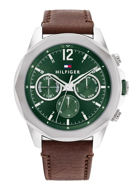 TOMMY HILFIGER Tommy Hilfiger Men's | Green Dial | Brown Leather Strap | 1792064