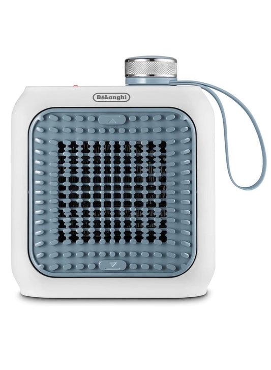 De'Longhi Capsule Desk HFX10B03.LB Ceramic Fan Heater, Quiet Mini Quick Heater, Adjustable Grid, Safety Thermostat, Ideal for Desk and Travel, 360 Watt, Light Blue