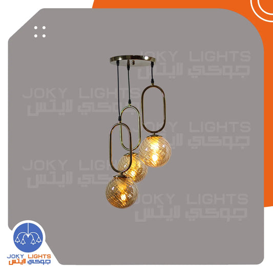 ‎Tray chandelier 23 cm 3 small oval spoon - shiny gold - (code:091)‎