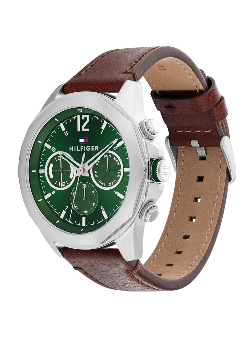 TOMMY HILFIGER Tommy Hilfiger Men's | Green Dial | Brown Leather Strap | 1792064