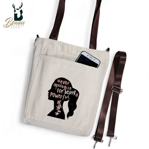 BAMM Beige Tote Bag With Two Adjustable Shoulder Straps-4