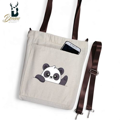 BAMM Beige Tote Bag With Two Adjustable Shoulder Straps