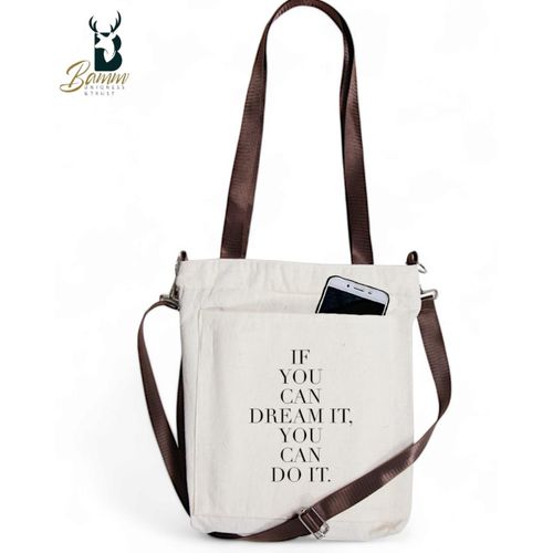 BAMM Beige Tote Bag With Two Adjustable Shoulder Straps20