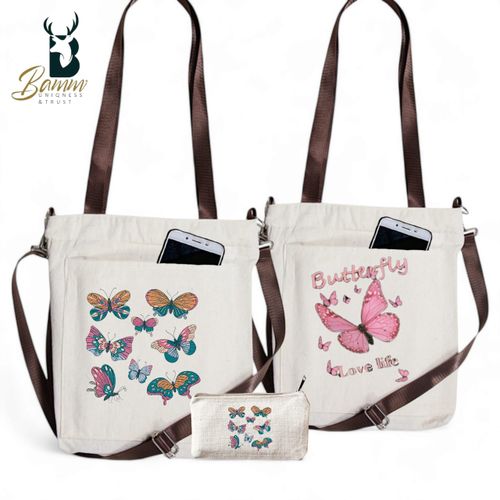 Special Offer: 2 Girls' Tote Bags For University And Daily Use - Beige With Free Pencil Case-29