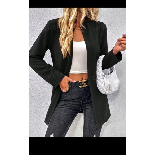 Black Long Open Blazer