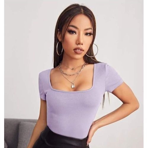 Martina Store Women's T-shirt Made Of Ribbed Cotton - Violet