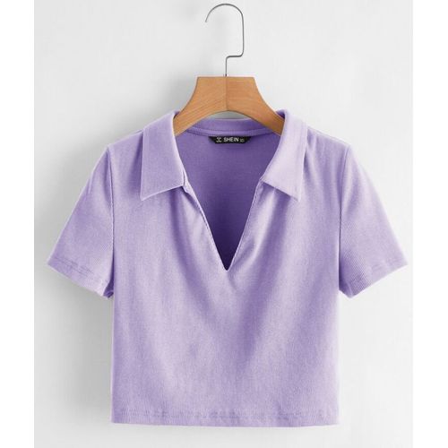 Martina Store Women's T-shirt Made Of Ribbed Cotton - Violet