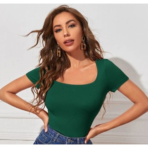 Martina Store Women's T-shirt Made Of Ribbed Cotton - Green
