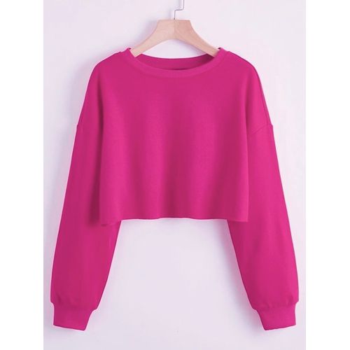 Martina Store Stylish Women Short Hoodie Round Neck - Fuchsia