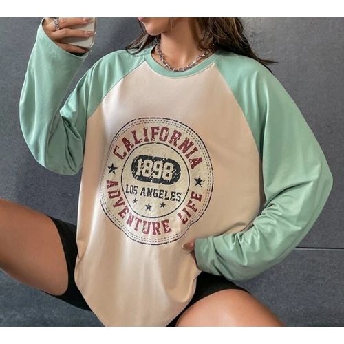 Martina Store Stylish Women Hoodie Autumn Material - Lime Green & Beige