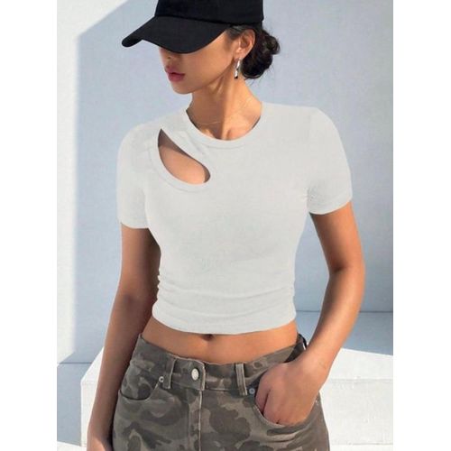 Martina Store Women's T-shirt Made Of Ribbed Cotton - White