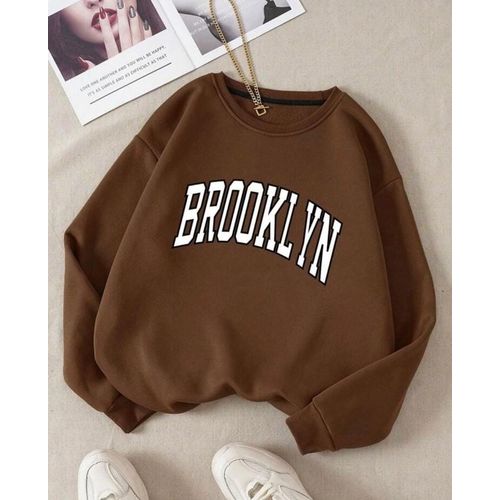 Martina Store Stylish Women Hoodie Round Neck - Brown