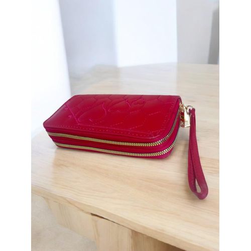 Very Elegant And Chic Women's Leather Wallet With-2 Zippers