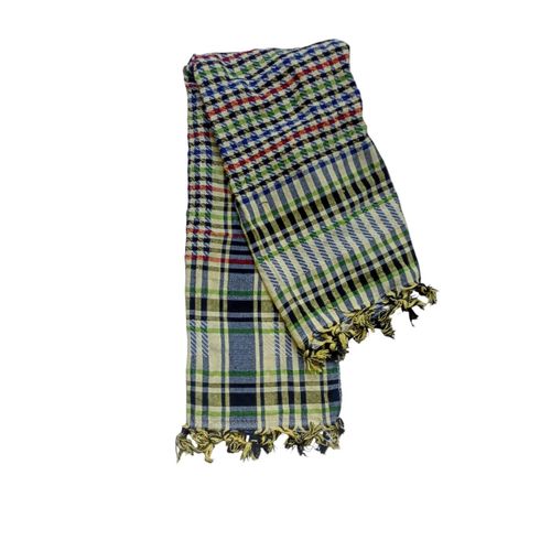 Very chic and elegant striped scarf shawl, red, yellow and black