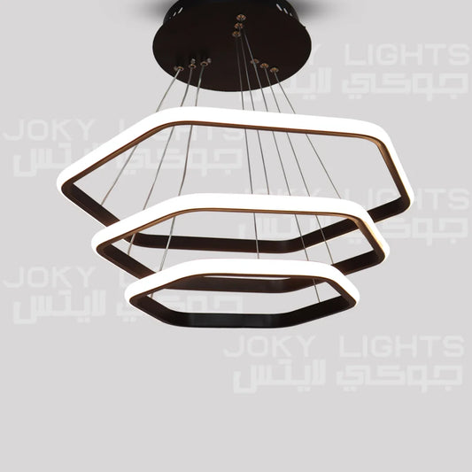 Hexagonal LED chandelier - black - (code:584)