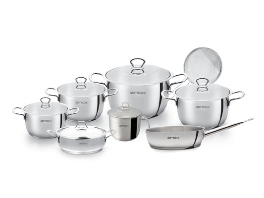 Zinox 13-piece Prime Mixed Set (16 - 22 - 24 - 30 - 14-piece Milk Frying Pan - 22-piece Frying Pan Without Cover - 24-piece Oven Tray - Grill)