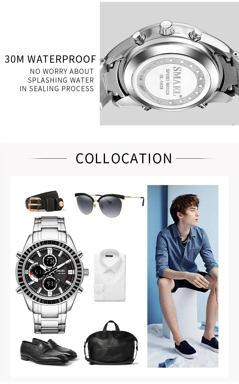 SMAEL WATCH For Men Stainless Steel-S1430-SB