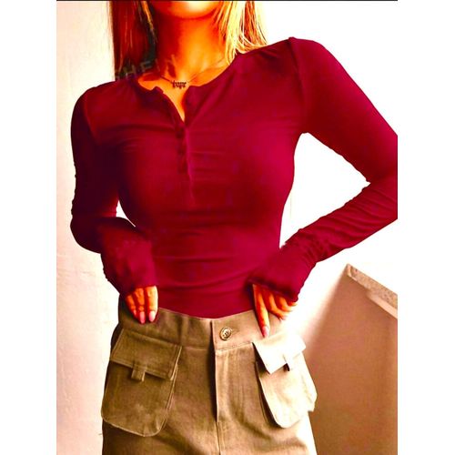 Martina Store Women's T-shirt Made Of Ribbed Cotton - Red