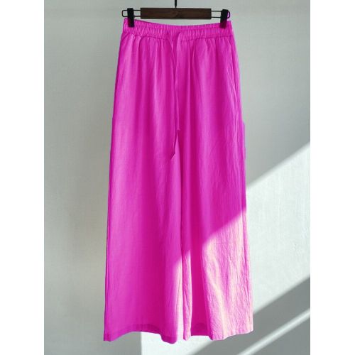 Martina Store Women Sweat Pants Linen Wide Leg - Fuchsia