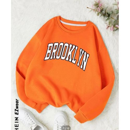 Martina Store Stylish Women  Hoodie Round Neck - Orange