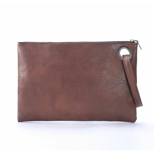 Women's Leather Clutch Bag - Brown