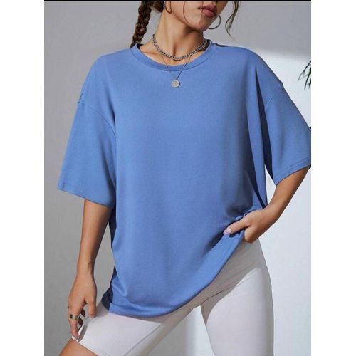 Martina Store Over Size Basic T-shirt For Women Cotton - Baby Blue