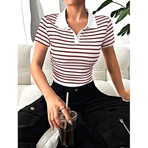 Martina Store Women's T-shirt Made Of Ribbed Cotton - White