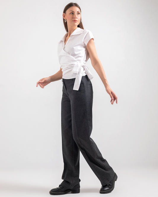 WRAP WHITE COTTON BLOUSE