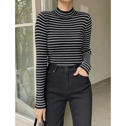 Martina Store Women's Half Cool Made Of Ribbed Cotton - Black.