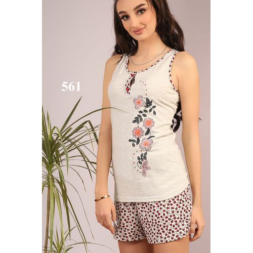 Zecotex 561  100% Cotton Embroidered Pajamas  Blousse + Shorts