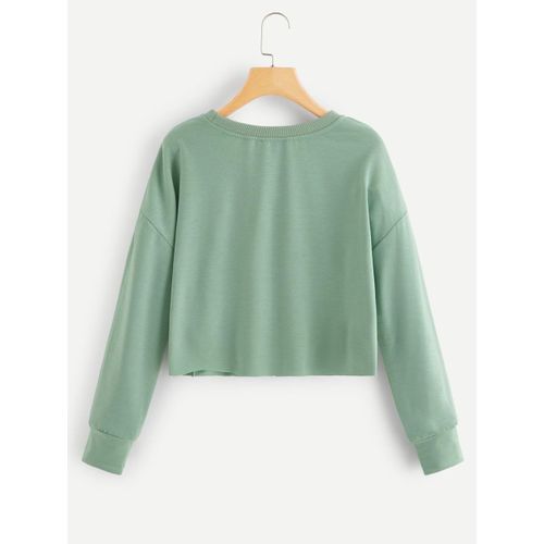 Martina Store Stylish Women Short Hoodie Round Neck - Mint Green