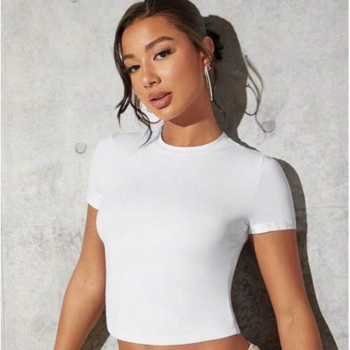 Martina Store Basic Round Neck Half Sleeves - White