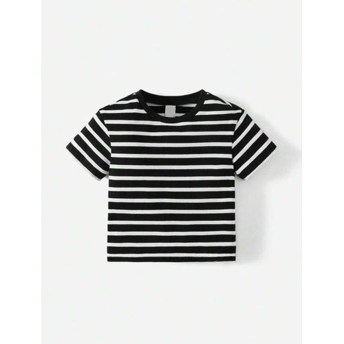 Martina Store Women's T-shirt Made Of Ribbed Cotton - Black & White