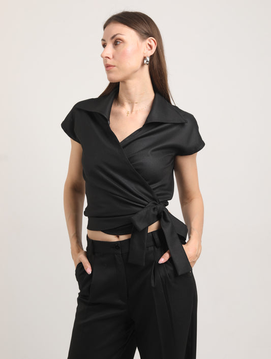 WRAP BLACK BLOUSE