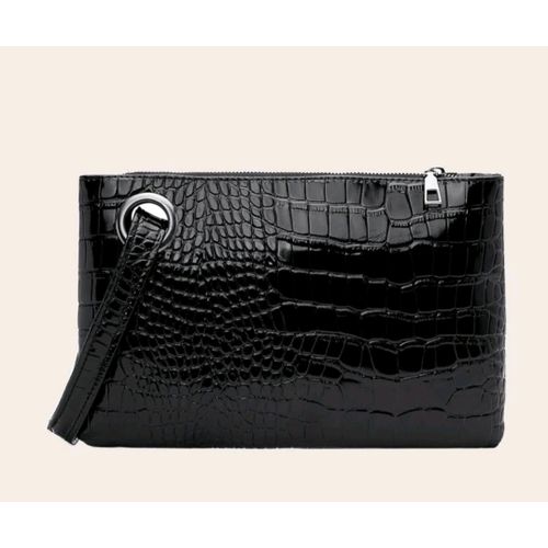Women's Leather Clutch Bag - Black