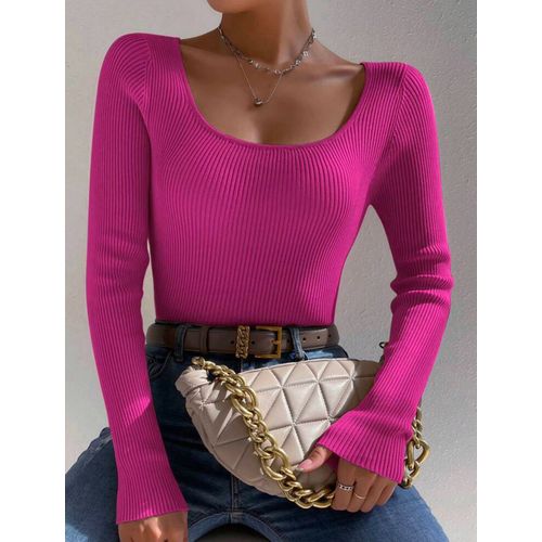 Martina Store Women's T-shirt Made Of Ribbed Cotton - Fuchsia