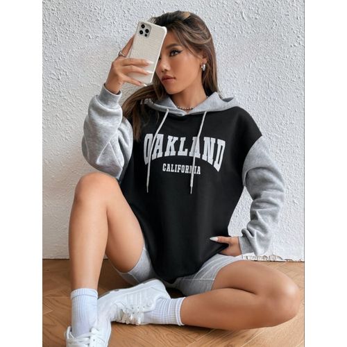 Martina Store Stylish Women Hoodie ( OAKLAND ) - Black & Gray