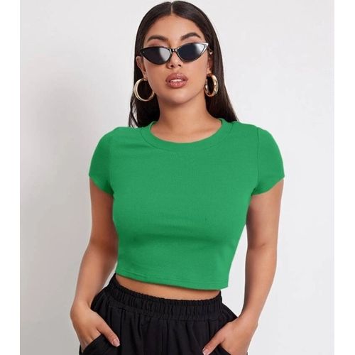 Martina Store Women's T-shirt Made Of Ribbed Cotton - Green