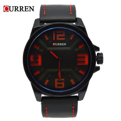 Curren C194 Leather Men Wristwatch-Black