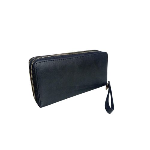 Women's Wallet Leather Stylish Multifunction 2 Zippers Black
