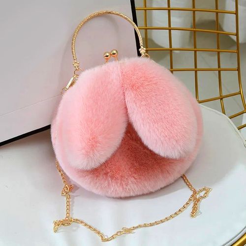 Very Chic Velvet Bag, Trendy, Rabbit Ear, Rose Color