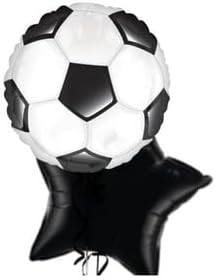 Soccer Balloons Set of 2 Black and White Soccer Balloons Sports Party Decorations Star Heart Balloons Perfect for Birthdays, Cheerleading Parties, Special Events for Football Fans